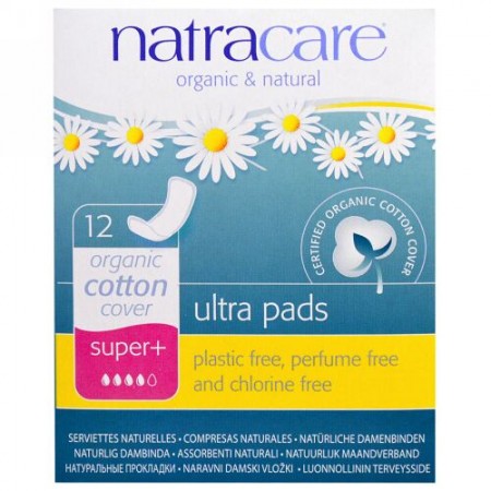 Natracare, ウルトラパッド、オーガニックコットンカバー、スーパー＋、12個