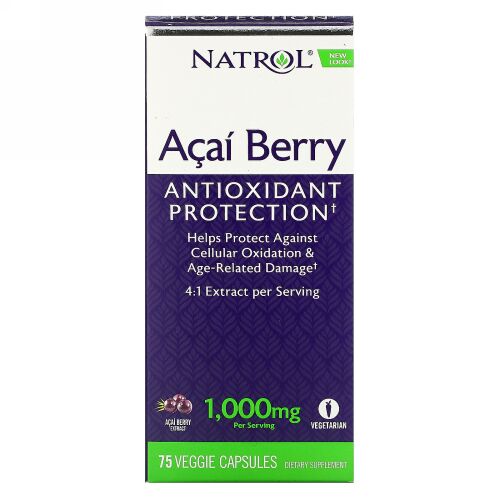 Natrol, アサイー、1,000mg、植物性カプセル75粒