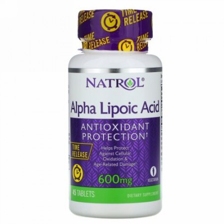 Natrol, アルファリポ酸、持続放出型、600 mg、45錠