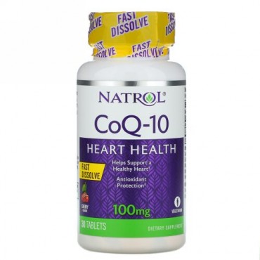 Natrol, コエンザイムQ-10、速溶性、チェリー風味、100mg、30錠