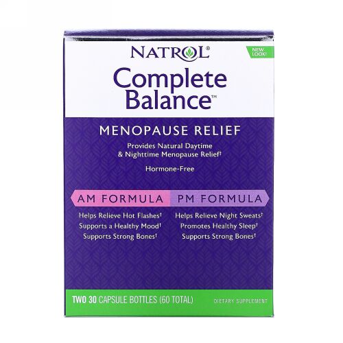 Natrol, Complete Balance, Menopause Relief, AM/PM, Two Bottles 30 Capsules Each