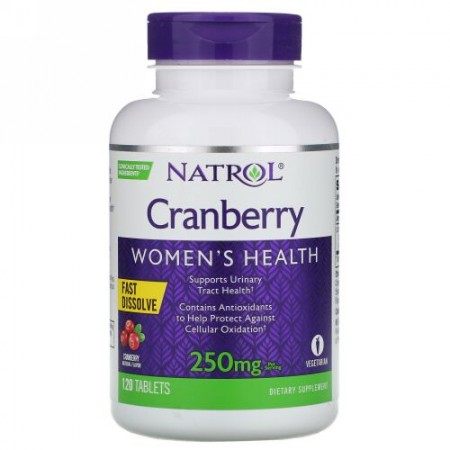 Natrol, クランベリー、速溶性、クランベリーフレーバー、250mg、120錠