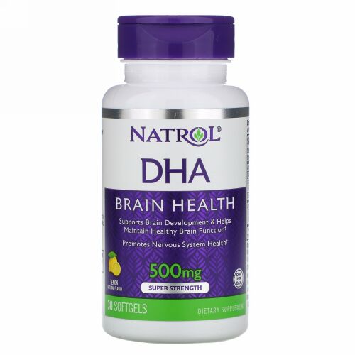 Natrol, DHA, Brain Health, Lemon, 500 mg, 30 Softgels (Discontinued Item)