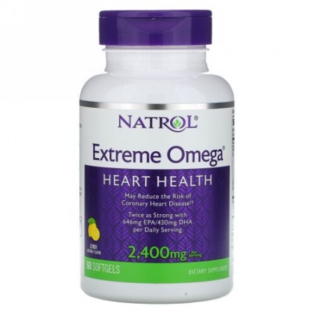 Natrol, エクストリームオメガ、レモン、2,400mg、ソフトゲル60錠