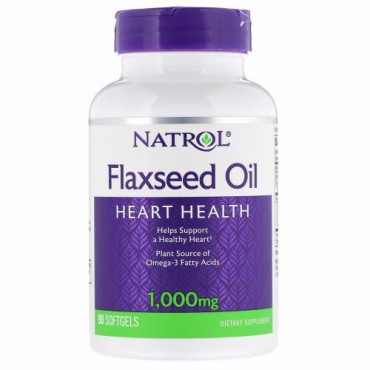 Natrol, 亜麻仁オイル、心臓の健康、1,000 mg、ソフトジェル90粒 (Discontinued Item)