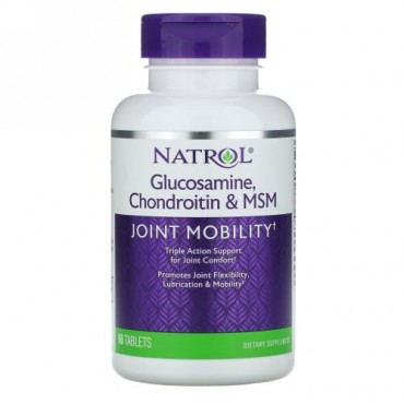 Natrol, グルコサミン、コンドロイチン＆MSM、90錠