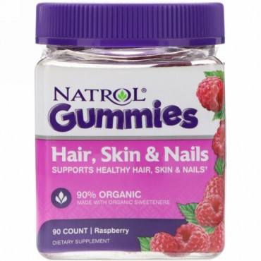 Natrol, ガミーズ、ヘア・スキン・ネイル、ラズベリー、90個