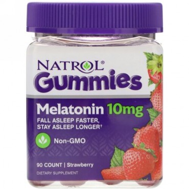 Natrol, ガミーズ、メラトニン、ストロベリー、10 mg、90個