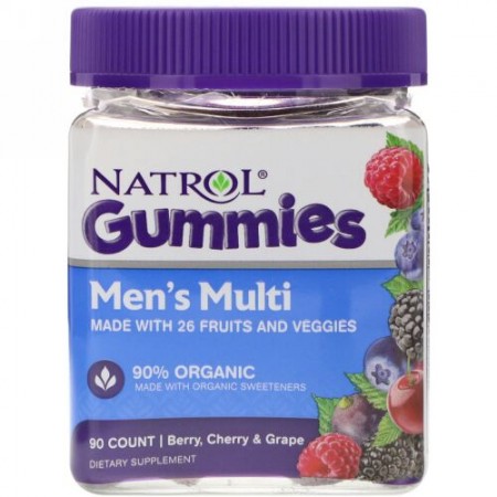 Natrol, グミ、男性用マルチベリー、チェリーとグレープ、90回分 (Discontinued Item)
