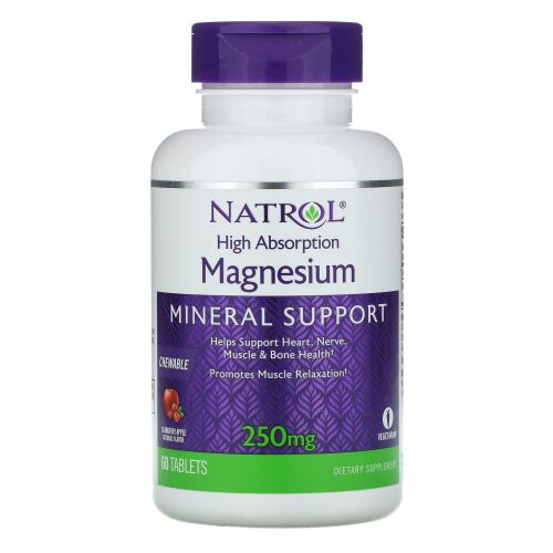 Natrol, High Absorption Magnesium, Cranberry Apple Natural Flavor, 250 mg, 60 Tablets