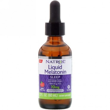 Natrol, Liquid Melatonin, Sleep, Berry Natural Flavor, 10 mg, 2 fl oz (60 ml) (Discontinued Item)