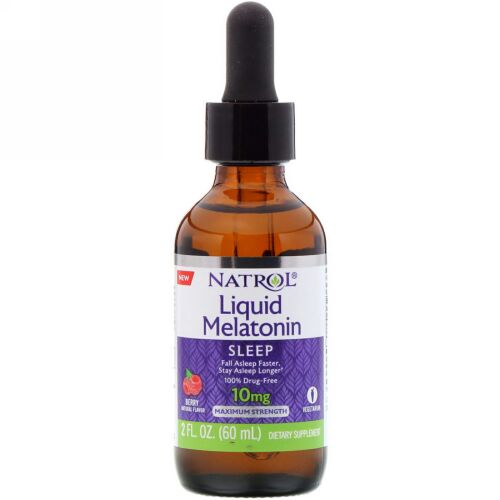 Natrol, Liquid Melatonin, Sleep, Berry Natural Flavor, 10 mg, 2 fl oz (60 ml) (Discontinued Item)