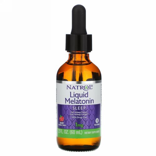 Natrol, リキッドメラトニン、睡眠、ベリーナチュラルフレーバー、1mg、60ml（2fl oz）