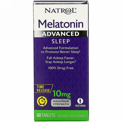 Natrol, メラトニンアドバンストスリープ、持続放出型、10mg、60粒