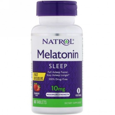 Natrol, Melatonin, Fast Dissolve, Maximum Strength, Strawberry, 10 mg, 60 Tablets (Discontinued Item)