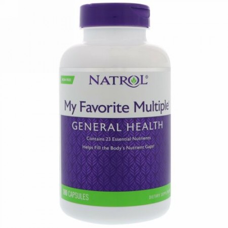 Natrol, マイ・フェイバリット・マルチプル、鉄非含有、 180カプセル (Discontinued Item)