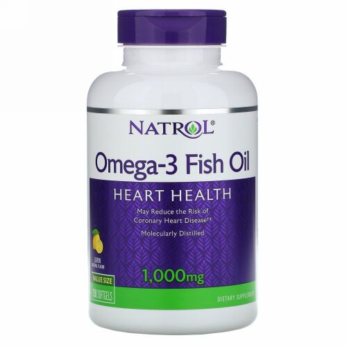 Natrol, オメガ-3 フィッシュオイル、ナチュラルレモンフレーバー、1,000 mg、ソフトジェル 150粒