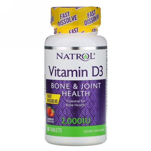 Natrol, ビタミンD3、ストロベリー、2,000 IU、90錠