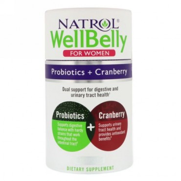 Natrol, WellBelly（ウェル・ベリー）、プロバイオティクス + クランベリー、女性用、カプセル30個 (Discontinued Item)