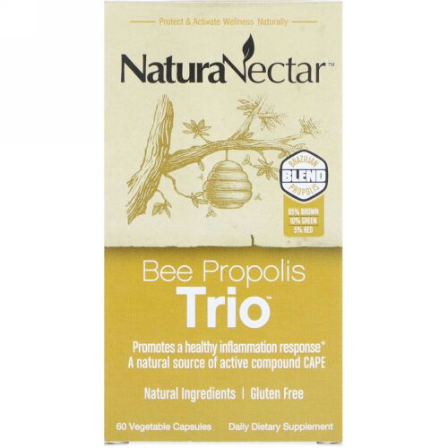 NaturaNectar, ビープロポリストリオ、植物性カプセル60粒
