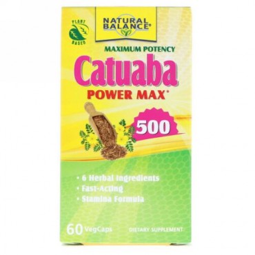 Natural Balance, カツアーバ・パウダー・マックス500、最大限の効力、植物カプセル60粒