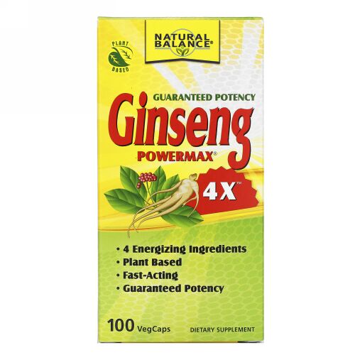 Natural Balance, Ginseng Powermax 4X, 100 Capsules
