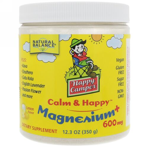 Natural Balance, ハッピーキャンパーカーム & ハッピーマグネシウム、レモン、600 mg、12.3オンス (350 g) (Discontinued Item)