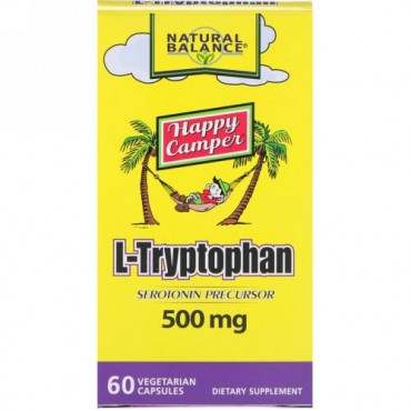 Natural Balance, L-トリプトファン、500 mg、ベジタリアンカプセル 60錠