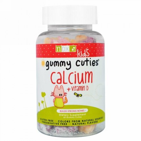 Natural Dynamix (NDX), キッズGummy Cuties、カルシウム + ビタミン D、 Gummy Cuties 60個