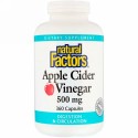 Natural Factors, リンゴ酢、500mg、カプセル360粒