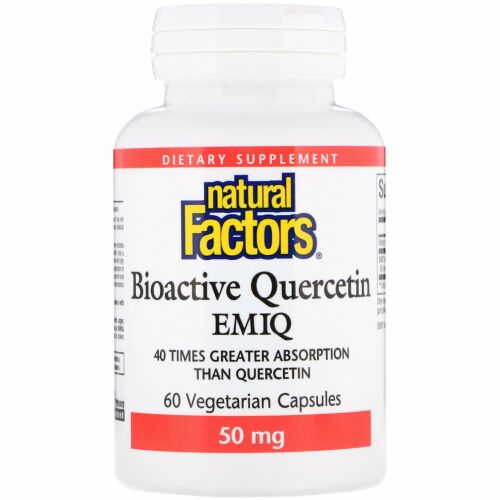 Natural Factors, 生理活性ケルセチンEMIQ、50ミリグラム、ベジキャップ60錠