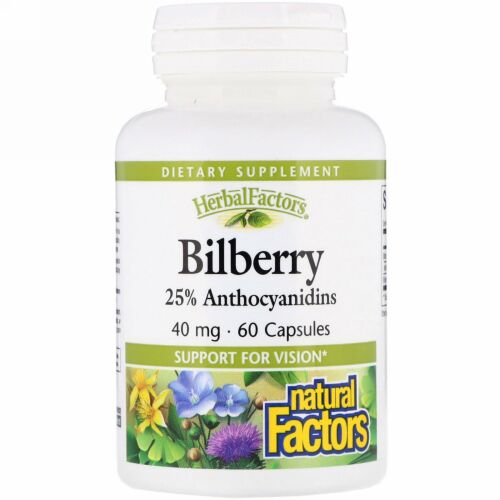 Natural Factors, ビルベリー, 40 mg, カプセル60粒