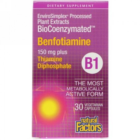 Natural Factors, BioCoenzymated, B1, Benfotiamine, 150 mg, 30 Vegetarian Capsules (Discontinued Item)