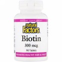 Natural Factors, ビオチン、 300 mcg、 90錠 (Discontinued Item)