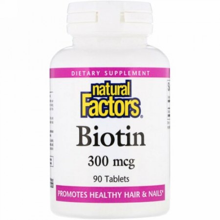 Natural Factors, ビオチン、 300 mcg、 90錠 (Discontinued Item)