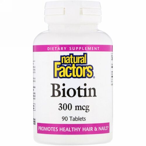 Natural Factors, ビオチン、 300 mcg、 90錠 (Discontinued Item)