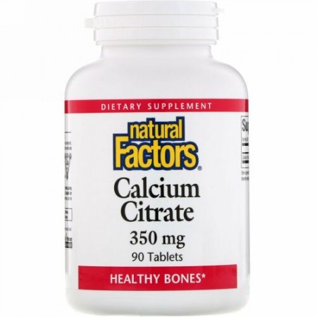Natural Factors, クエン酸カルシウム, 350 mg, 90錠
