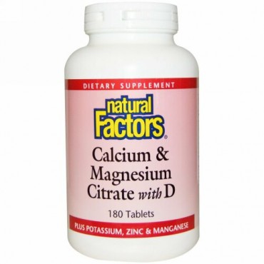 Natural Factors, Calcium & Magnesium Citrate with D, 180 Tablets