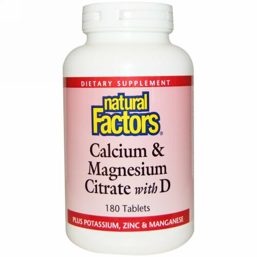 Natural Factors, Calcium & Magnesium Citrate with D, 180 Tablets