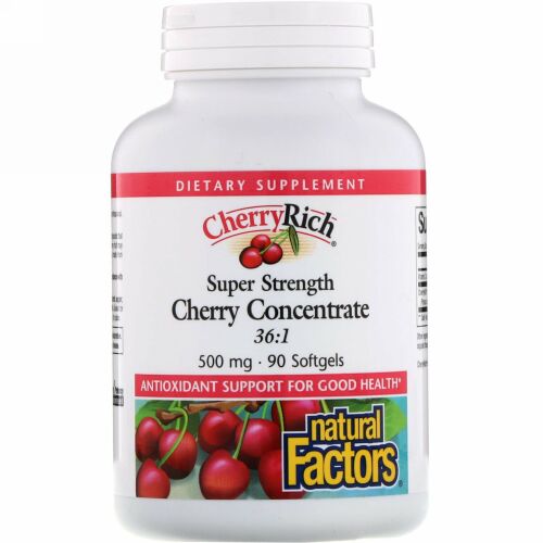 Natural Factors, CherryRich、超強力濃縮チェリー、500 mg、90ソフトジェル