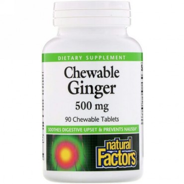 Natural Factors, チュアブルジンジャー, 500 mg, 90チュアブル錠 (Discontinued Item)