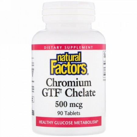 Natural Factors, クロミウム GTF キレート、500 mcg、90タブレット