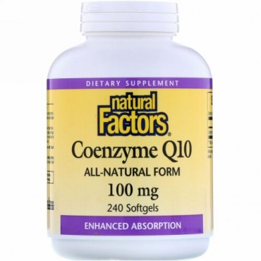 Natural Factors, コエンザイムQ10、100mg、ソフトジェル240錠