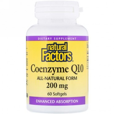 Natural Factors, コエンザイムQ10, 200 mg, 60 ソフトカプセル