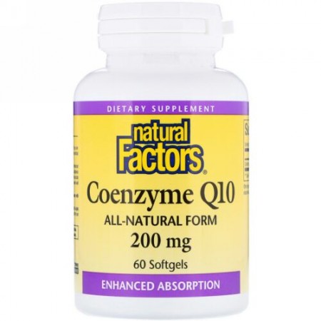 Natural Factors, コエンザイムQ10, 200 mg, 60 ソフトカプセル
