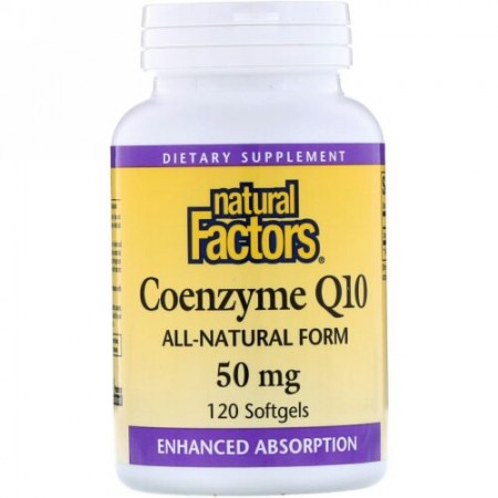 Natural Factors, コエンザイムQ10、50mg、ソフトジェル120粒