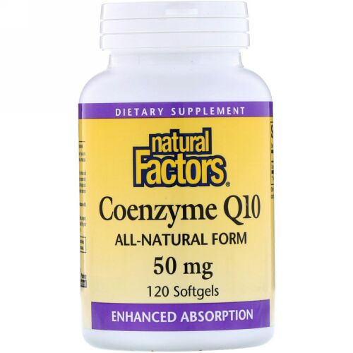 Natural Factors, コエンザイムQ10、50mg、ソフトジェル120粒