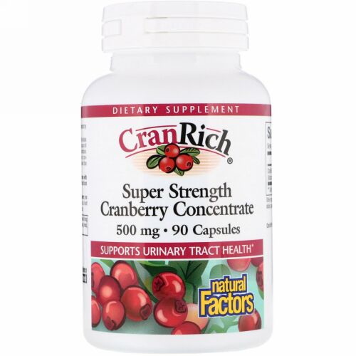Natural Factors, クランリッチ®, スーパー・ストレングス・クランベリー濃縮, 500 mg, 90 カプセル