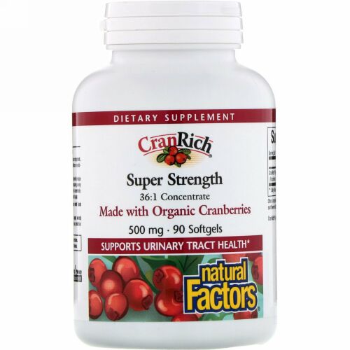 Natural Factors, クランリッチ®, スーパーストレングス, 500 mg, ソフトジェル 90 粒