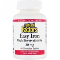 Natural Factors, イージーアイアン、20mg、チュアブルタブレット60粒